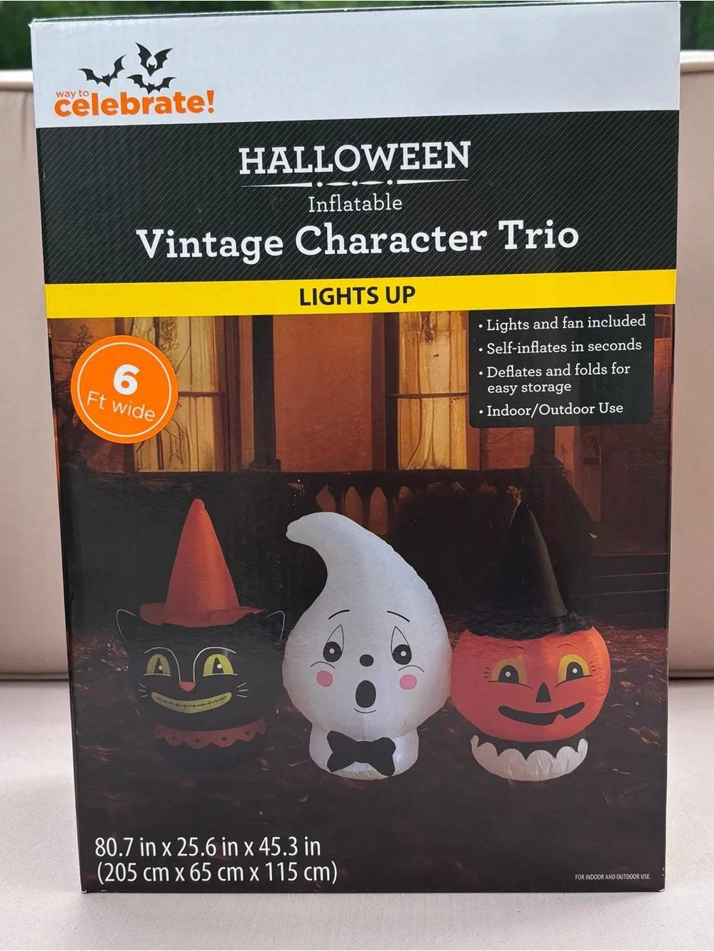 Way To Celebrate 6ft wide Light Up Halloween Inflatable Vintage Character Trio